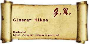 Glasner Miksa névjegykártya